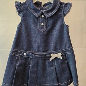 NWT Mayoral Girls Denim Twill Pleated Dress - Size 18 mo